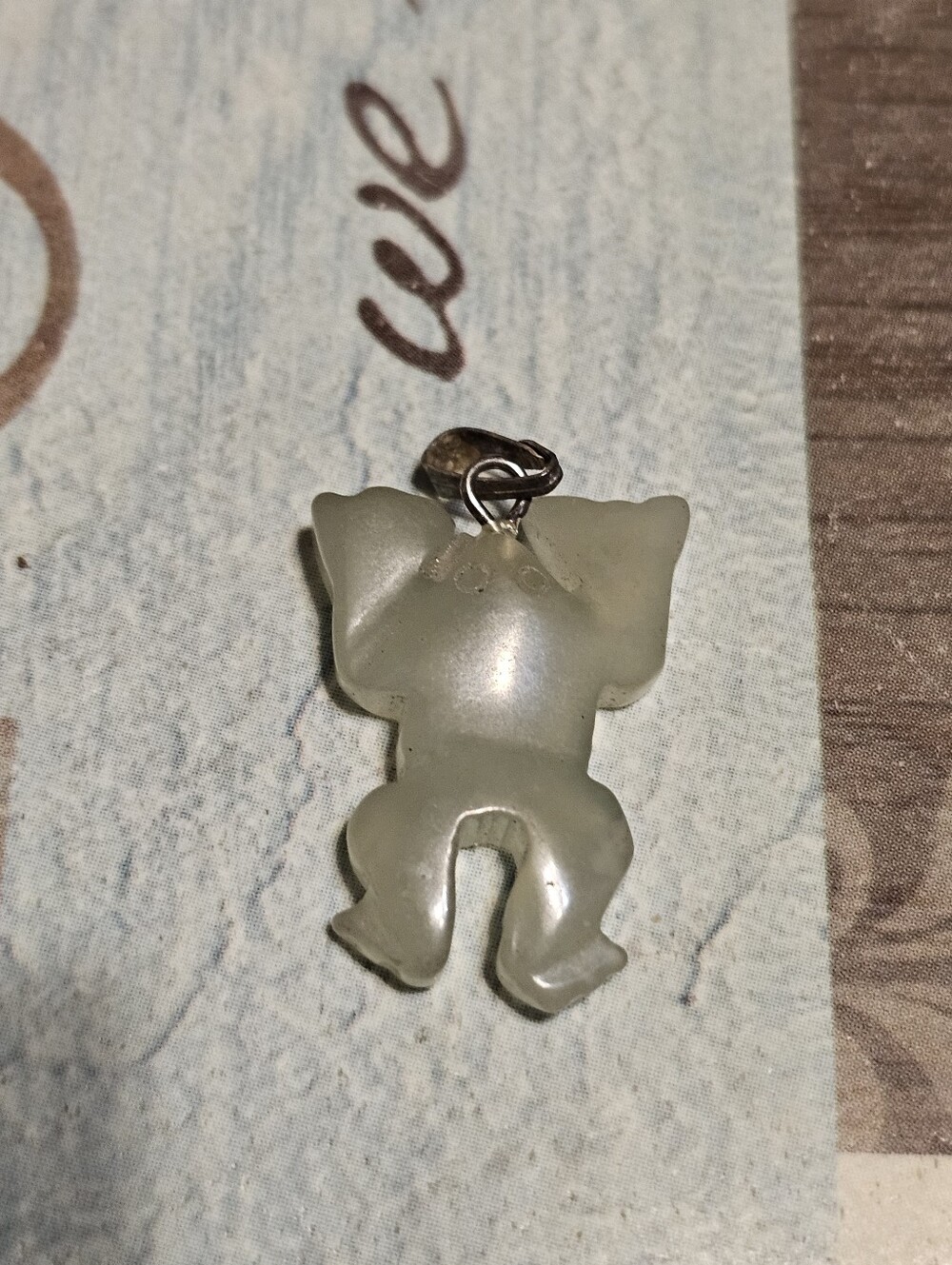 Silver Tone Frog Stone Pendant